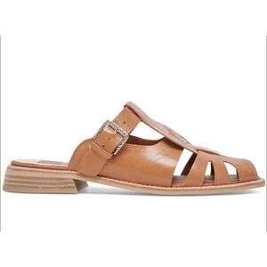 Dolce Vita Hippie Womens Woven Crinkled leather tan‎ camel Mules sz 9.5 slip on